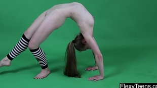 Anna Bridge demonstrates gymnastics